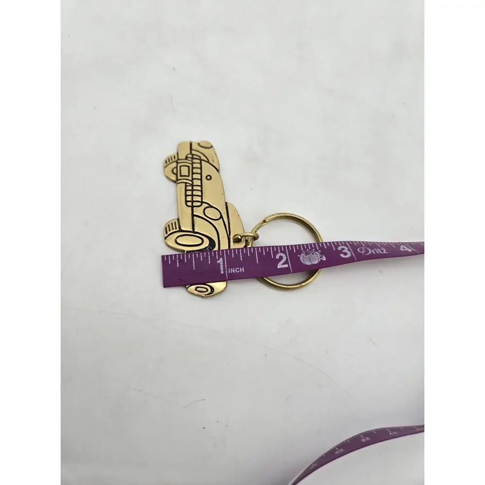 Vintage 1980s Russ Corvette Car Brass Keychain Made In Taiwan T20